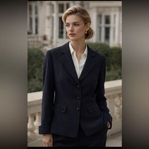 Tahari Arthur S. Levine Black Structured 3-Button Blazer – Size 6